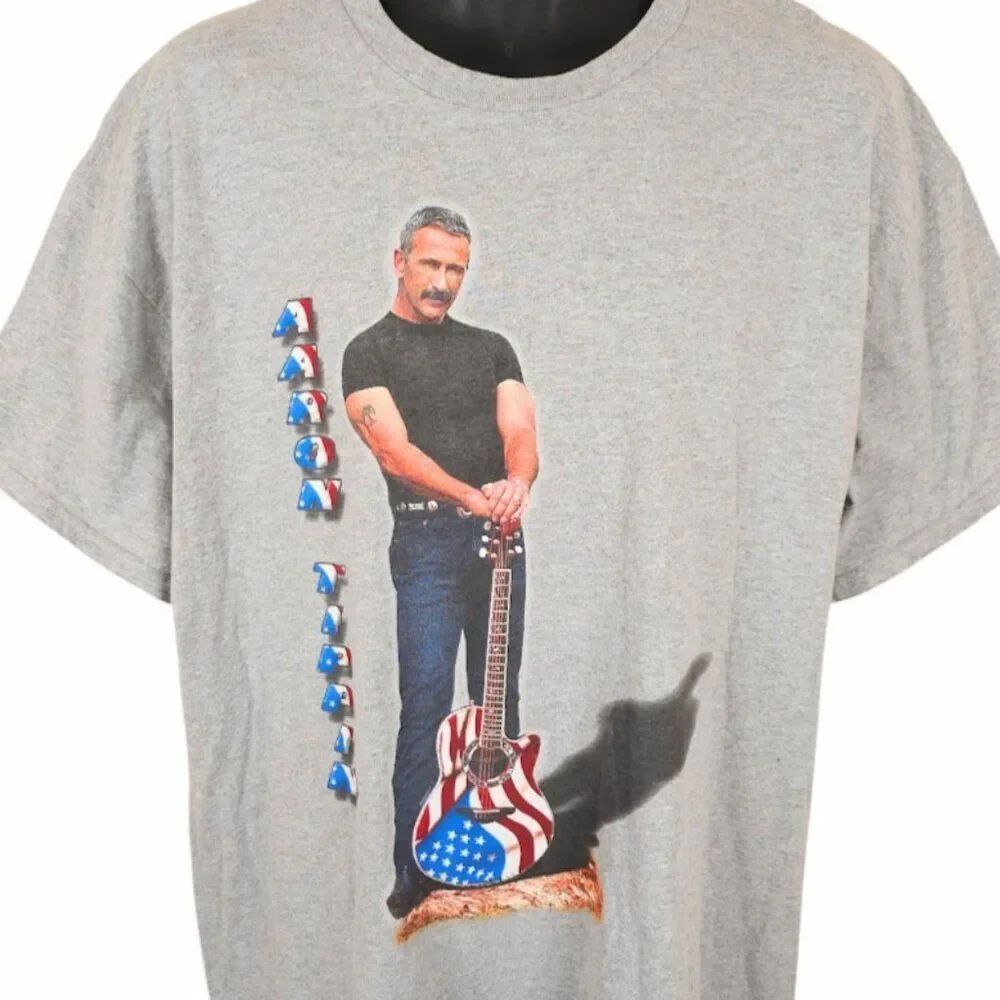 Aaron Tippin T Shirt Mens Size XL Gray Stars And Stripes American Flag Eagle
